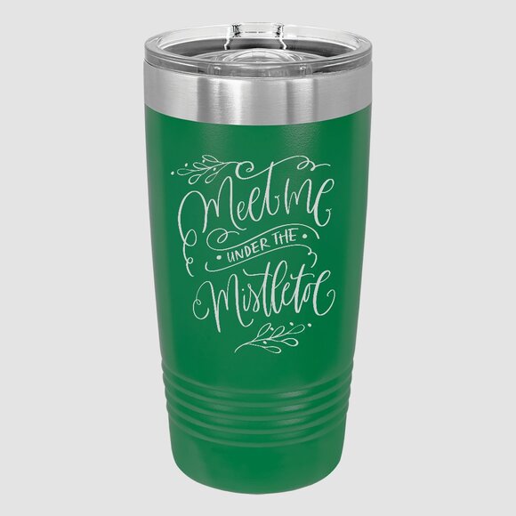 "Meet Me Under the Mistletoe" Insulated Stainless Steel Travel Mug - Picture 1 of 2
